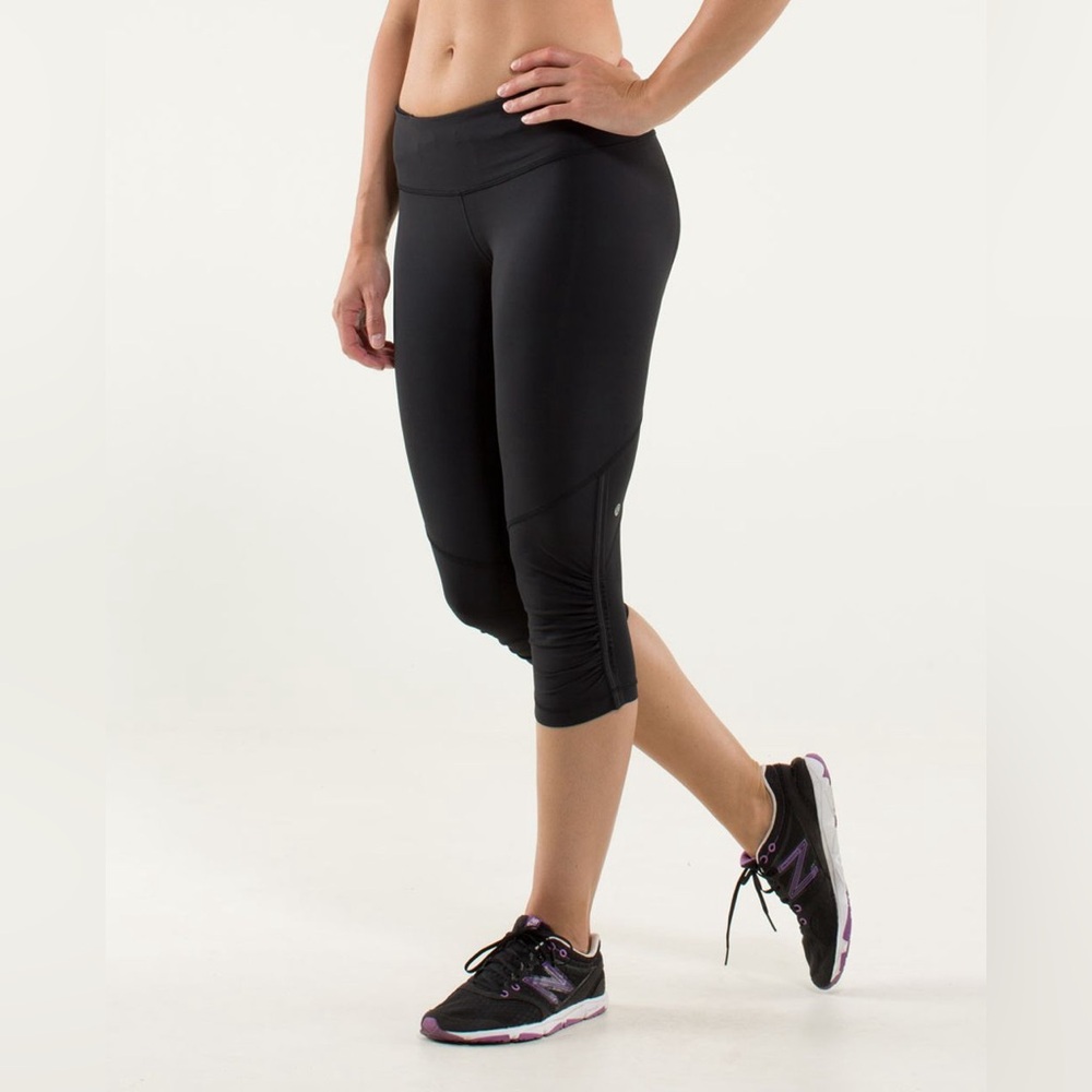 Lululemon Run: For Your Life Crop Leggings Black Train Yoga Activewear Gym